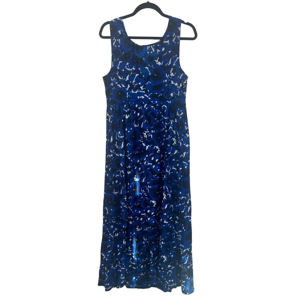 Cool Cube Blue and white Abstract Sleeveless Maxi Dress XL